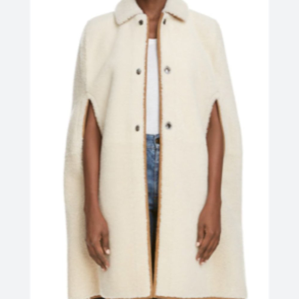 Saint Laurent Sheepskin Buttoned Cape